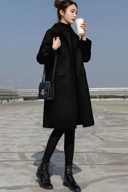 毛呢外套女2019新款韩版流行秋冬潮赫本风小个子呢子大衣中长
