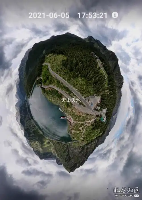 航拍天山天池中国名胜风景区5a级景区