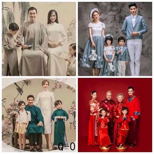 4套打包影楼全家福摄影一家四口拍照服装 亲子装 中国风民国旗袍