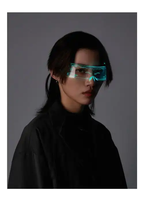 妲菲妮赛博朋克未来科技感发光护目眼镜科幻眼镜蹦迪摇摆拍照潮牌七彩
