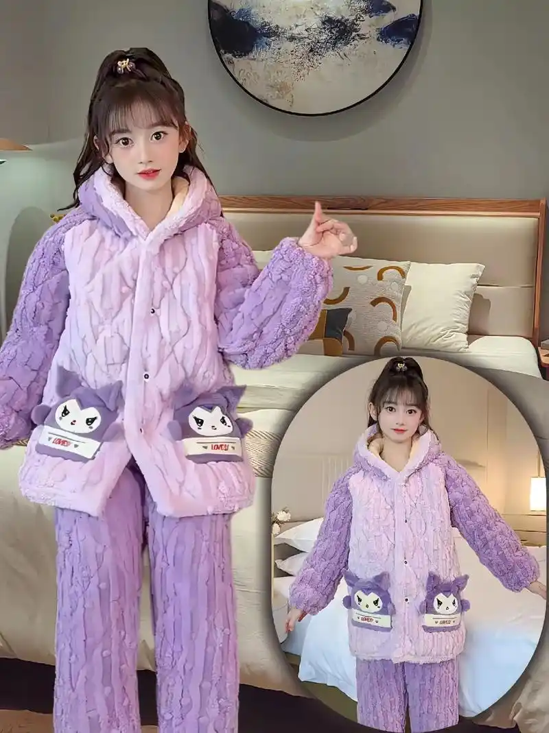 新款女童三层加厚炒可爱的睡衣来 - 抖音