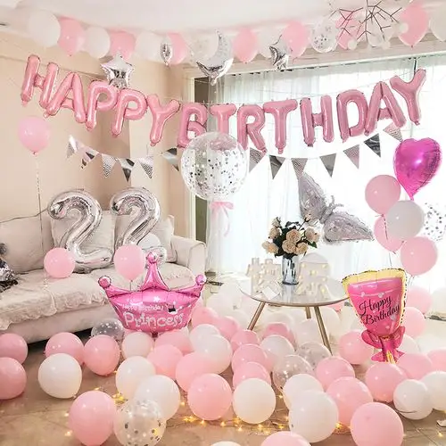 女孩过生日派对圣喜莱雪气球装饰创意ins场景房间布置背景墙女生