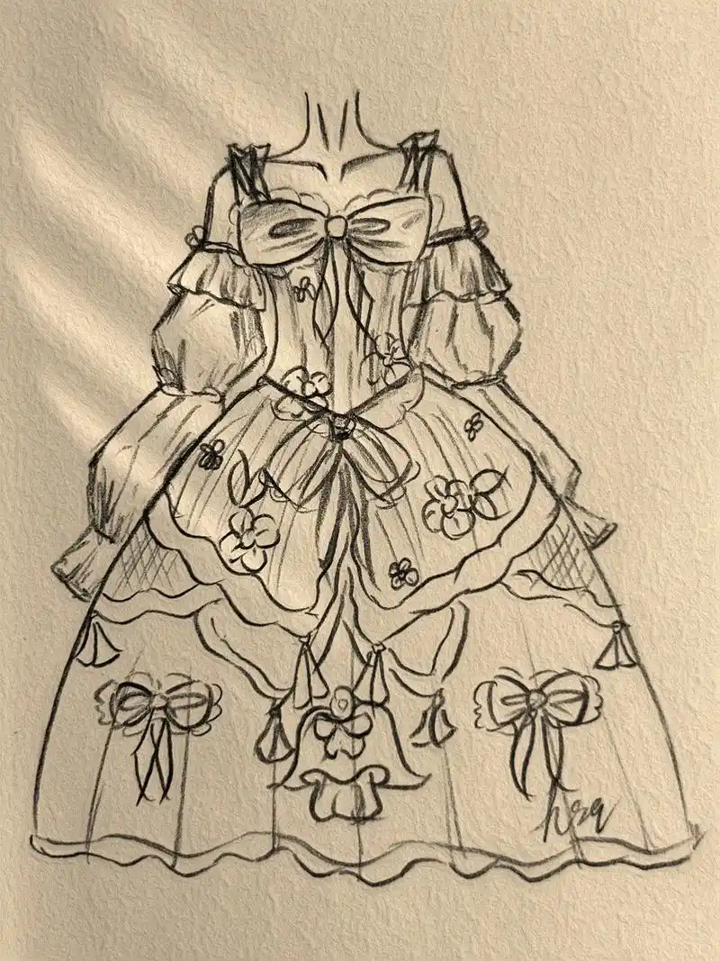 绘画过程 #手绘临摹#礼服绘画 - 抖音