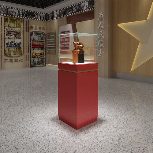 专门设计定做红色纪念馆玻璃展示柜博物馆陈列柜公司产品展览展柜