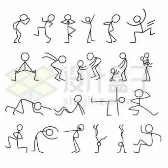 各种卡通线条小人儿简笔画7791043矢量图片免抠素材