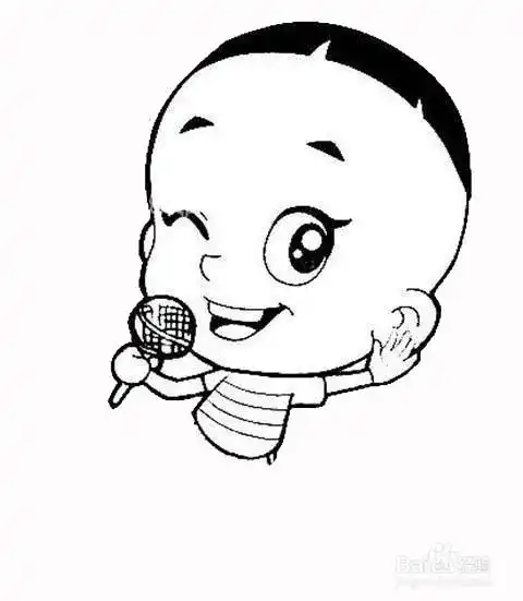 唱歌的大头儿子的简笔画