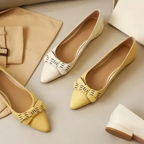 甜美女生最爱蝴蝶结尖头小单鞋