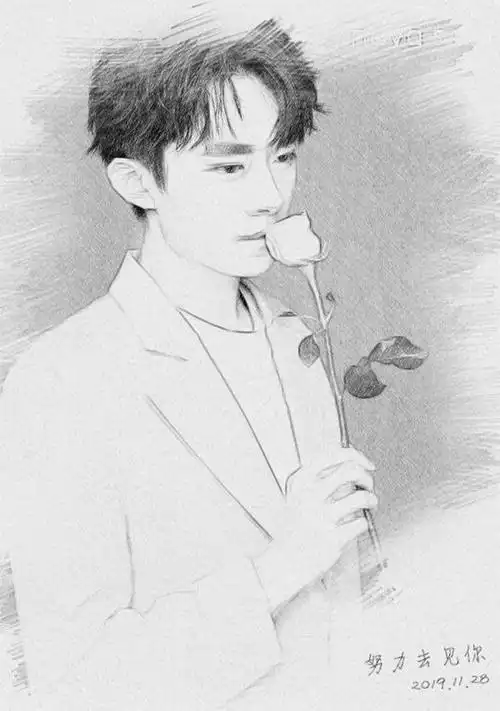 tfboys分享191130易烊千玺素描风格照片合集19少年风华正茂