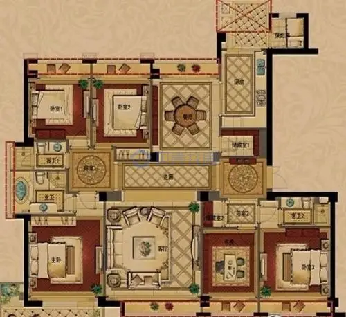 【东寅府_宁波东寅府楼盘】六居室户型图|6室2厅1厨3卫建面 245m05