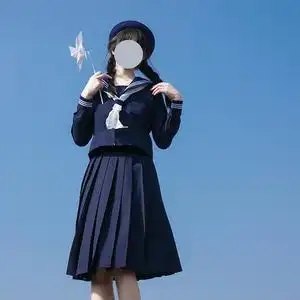 山川会社jk全蓝拉链jk基础款水手服套装原创正统裙三本学院风制服