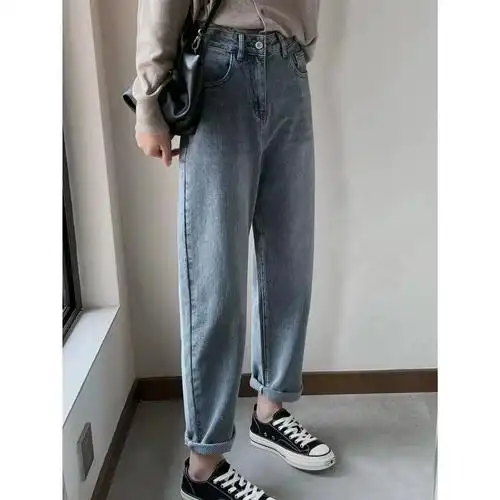 女 韩版 休闲哈伦裤 提花工艺宽松牛仔裤 长裤 - 女装/女士精品