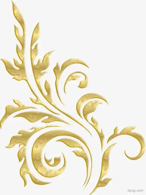 金色欧式花藤png素材透明免抠图片边框纹理