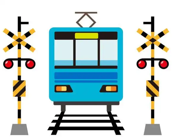 火车通过铁路道口的插图图片