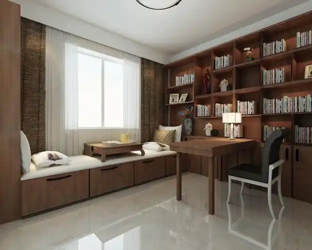 标签大全现代中式书房效果图