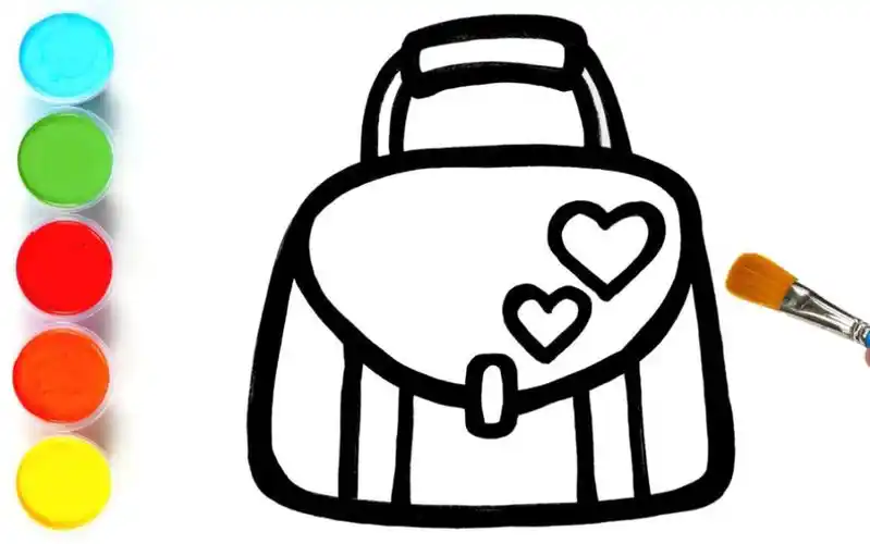 亲子趣味简笔画涂色,画漂亮的彩虹色爱心包包