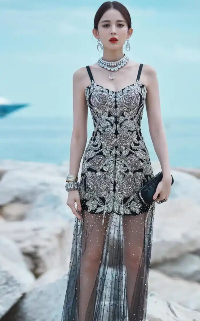 古力娜扎身穿复古奢华礼服,美出新高度,网友:全身是钻太奢华