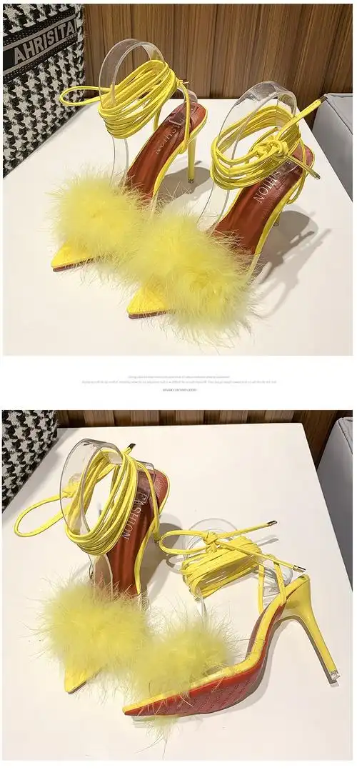 床上情趣高跟鞋细带45大码10cm性感男士35小码女鞋细跟一字绑带凉鞋