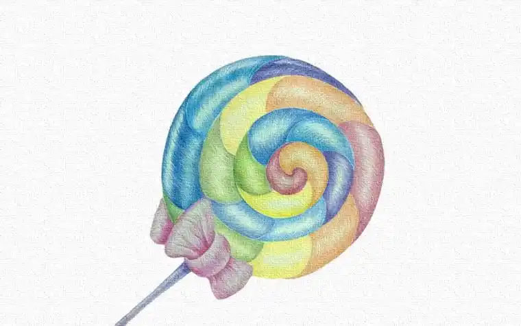 彩铅画棒棒糖步骤