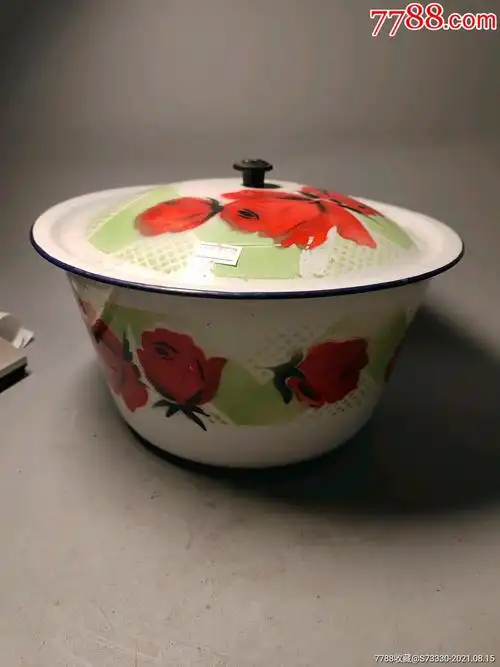 怀旧老物件民俗收藏80年代玫瑰花糖瓷猪油盖盆