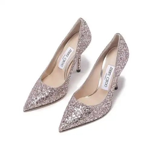 jimmychoo周仰杰女士粗粒闪粉面料尖头高跟鞋love100cgf221