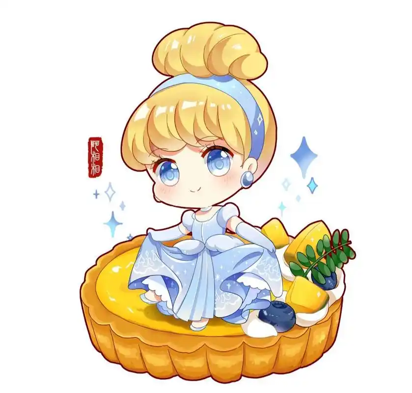 原创q版美食迪士尼公主女生闺蜜可爱头像 之前画的四个迪士尼公主合集