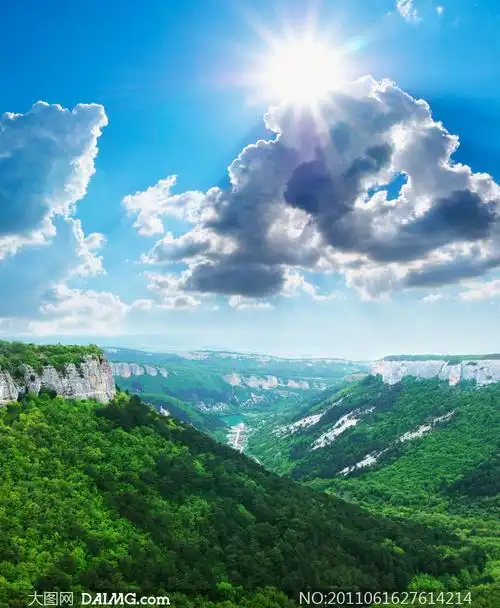 蓝天白云群山风景高清摄影图片_大图网图片素材