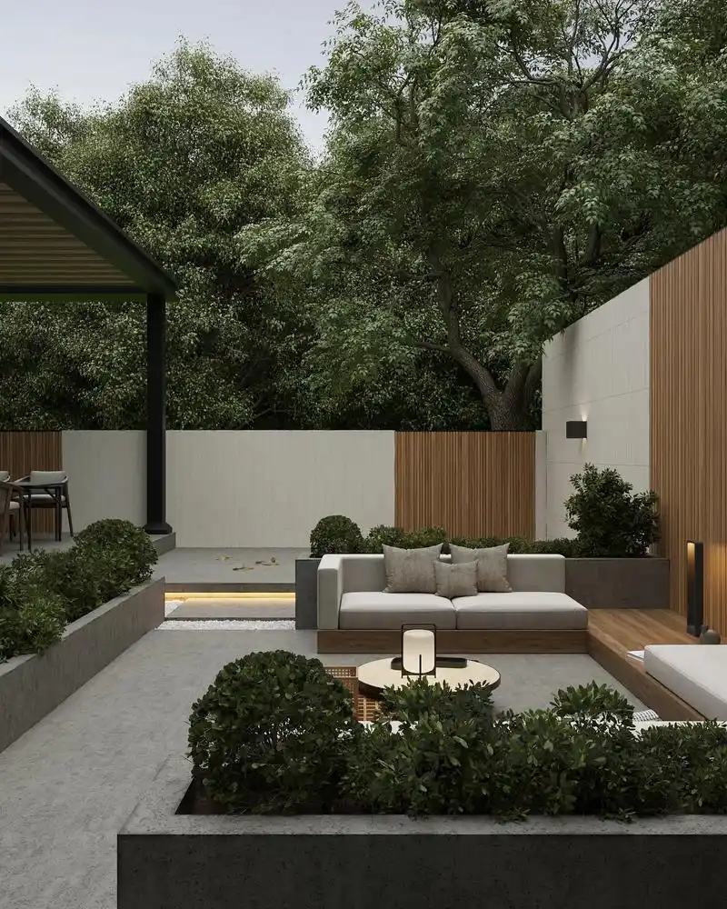 现代庭院设计赏析.江苏简约小院布局,层次独特现代简约风!  - 抖音