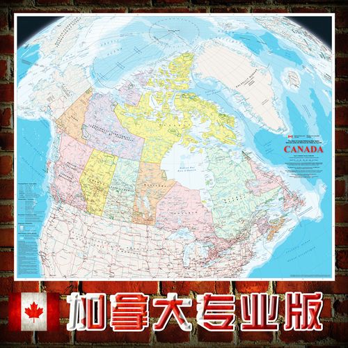 超大巨幅加拿大地图简约现代英文版客厅背景墙办公室装饰画布画芯