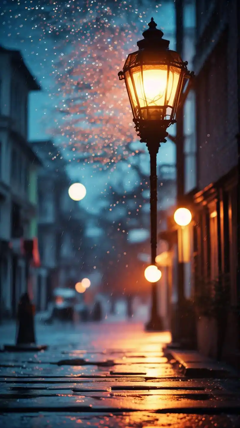 91夜晚路灯下的唯美壁纸78 穿梭在夜晚的路灯下,感受那份宁静与
