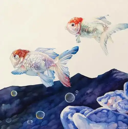 唯美梦幻彩铅的鲸鱼绘画步骤