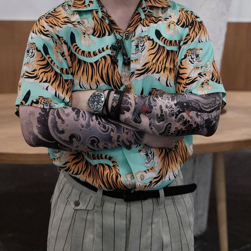 破浪潮经典款纹身贴日式风格海浪套图情侣花臂两张网红款老传统飒