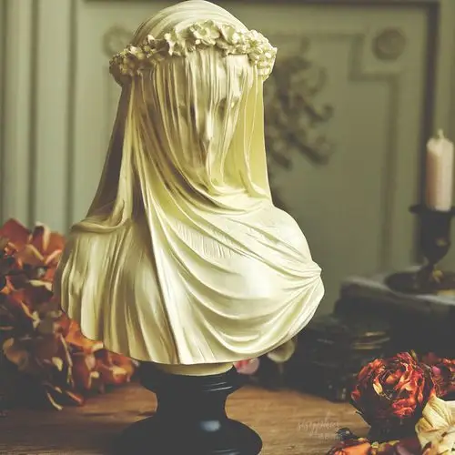 雕像艺术艺术树树脂黄觉同半身雕塑面纱少女新娘摆件