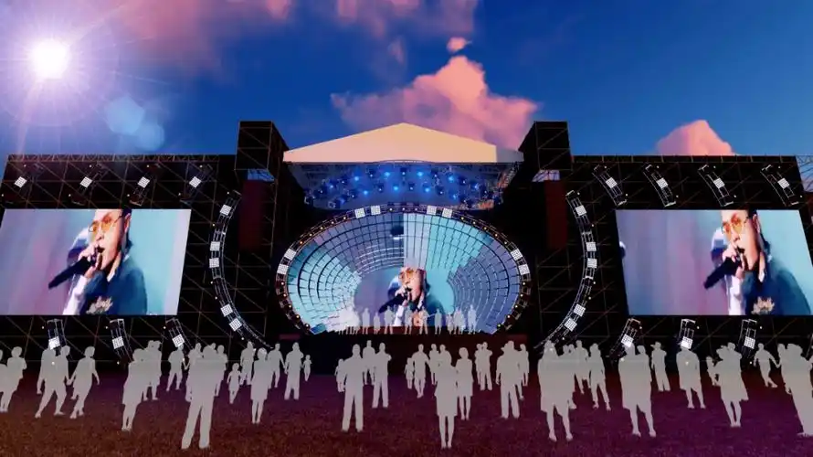 没有设计复杂的舞台机械,而是通过视觉张力和灯光变化来烘托现场摇滚