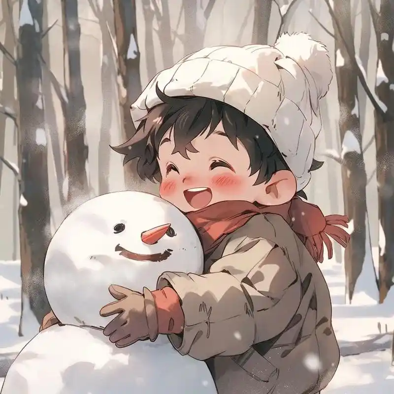 堆雪人的小男孩.#男生头像 #优质头像 #萌娃漫画头像 #一 - 抖音