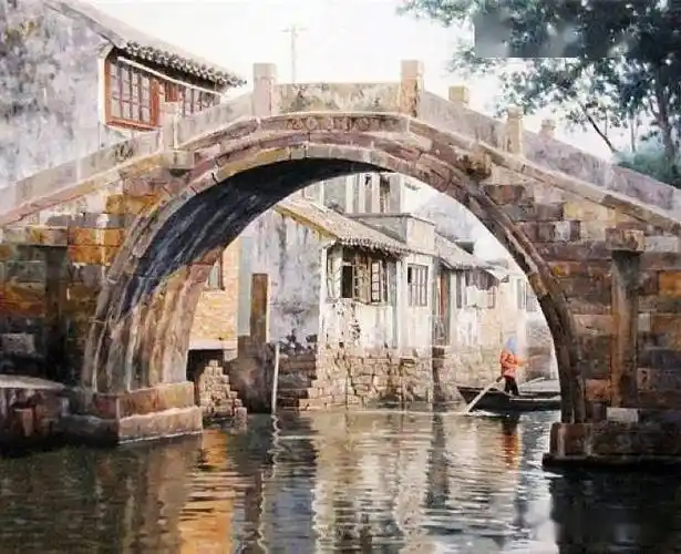 好美的小桥流水人家!_水彩画_功夫_于晓辉
