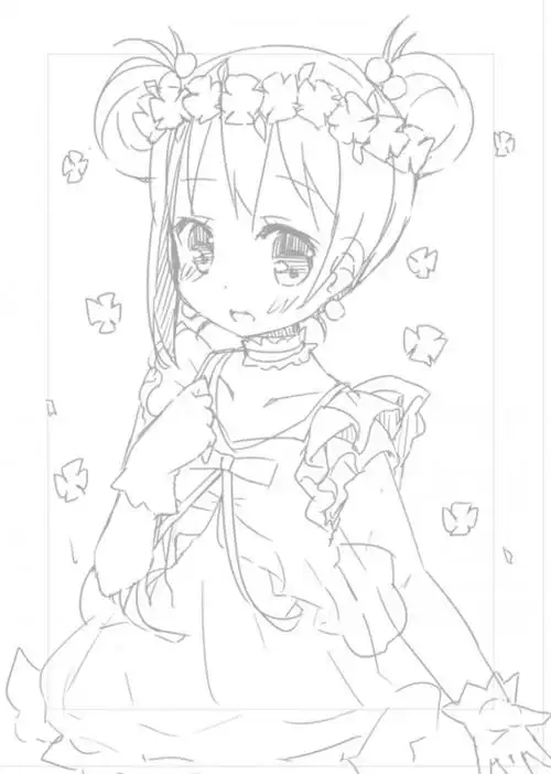 413张美少女插画手绘线稿精选集高清日本风女生漫画黑白手稿素材大全9