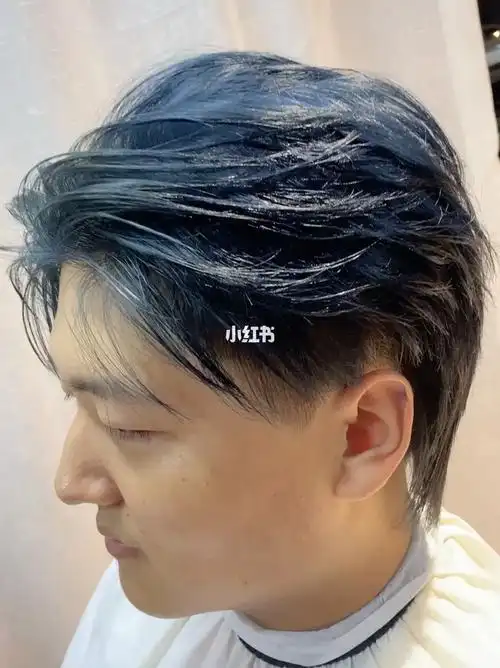 雾霾蓝色碎盖微分狼尾男士发型2022