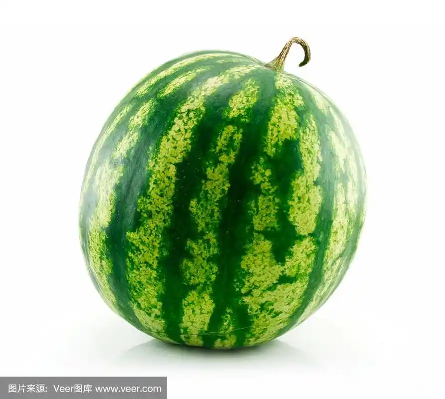 成熟的绿色西瓜孤立在白色上