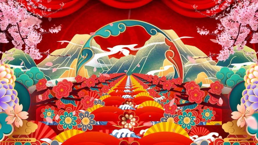 4k国潮戏曲主屏幕舞台背景_3840x2160_高清视频素材下载(编号:5439365