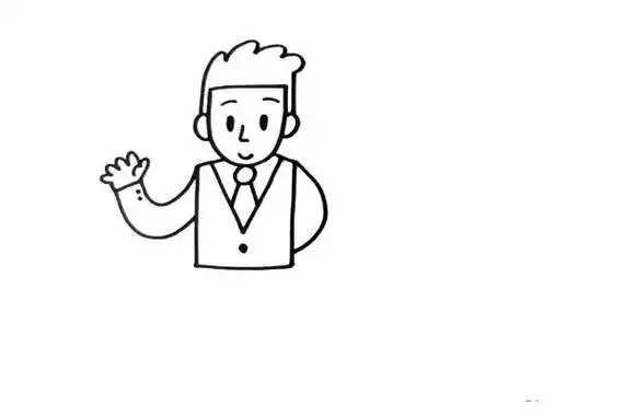 再画出爸爸的衣服,我为他画了一套西装.