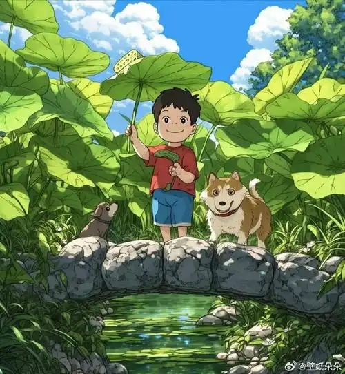 夏日荷田童趣之~ 宫崎骏动漫插画头像