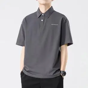 polo衫上衣夏季男t恤韩版休闲宽松简约半袖短袖黑色有领商务男士