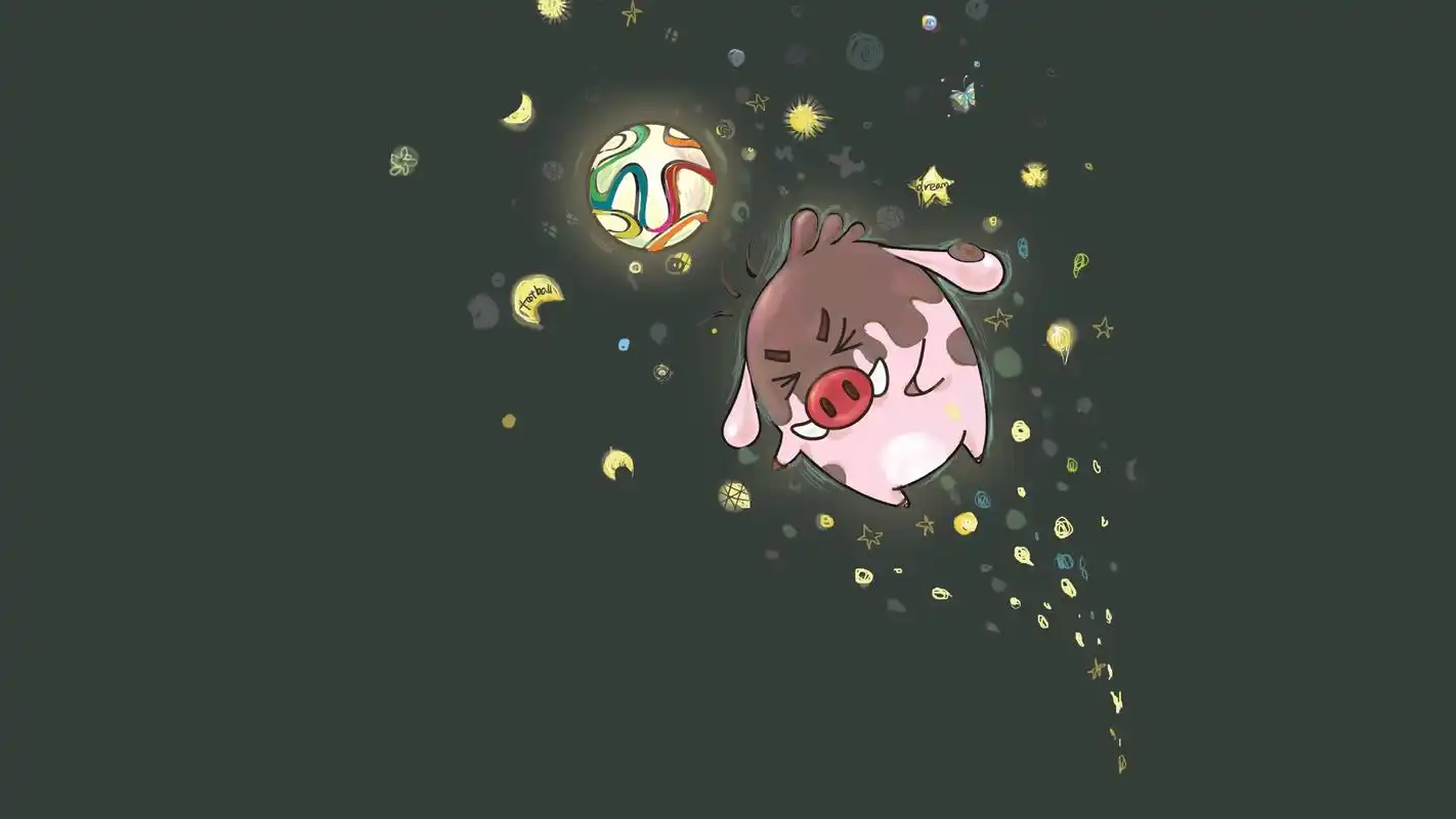 可爱卡通小猪滚滚图片电脑壁纸套图高清大图预览1920x1080_卡通动漫
