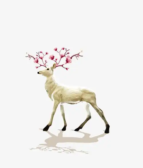卡通手绘雪白梅花鹿