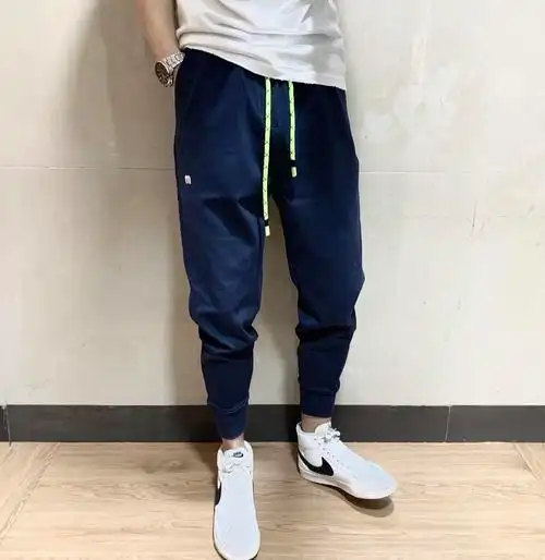 男士灰色卫裤男微垮抽绳纯色宽松运动裤束脚潮流休闲裤