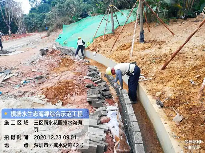 4,三区雨水花园排水沟砌筑