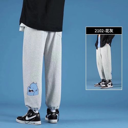 嘉晔(jiaye)春秋季男士休闲裤宽松百搭长裤子灰色运动裤子束脚潮流九