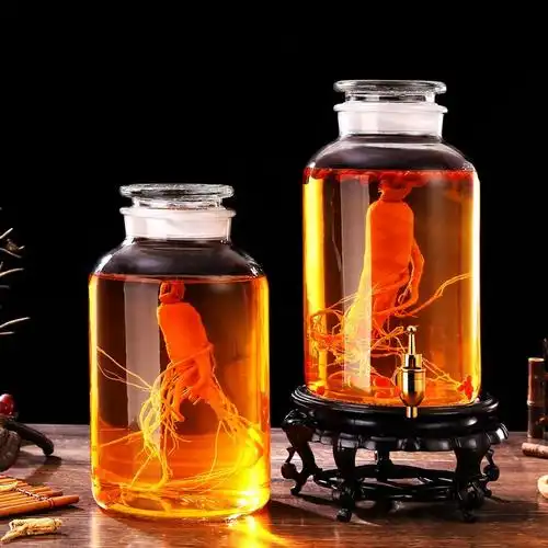 酒瓶加厚泡药广口磨砂瓶无铅玻璃大容量自酿葡萄密封罐