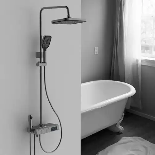 苏宁宜品淋浴花洒套装枪灰色恒温浴室家用钢琴键数显沐浴花洒