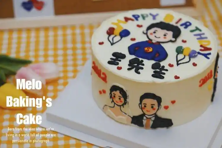手绘一家人主题蛋糕